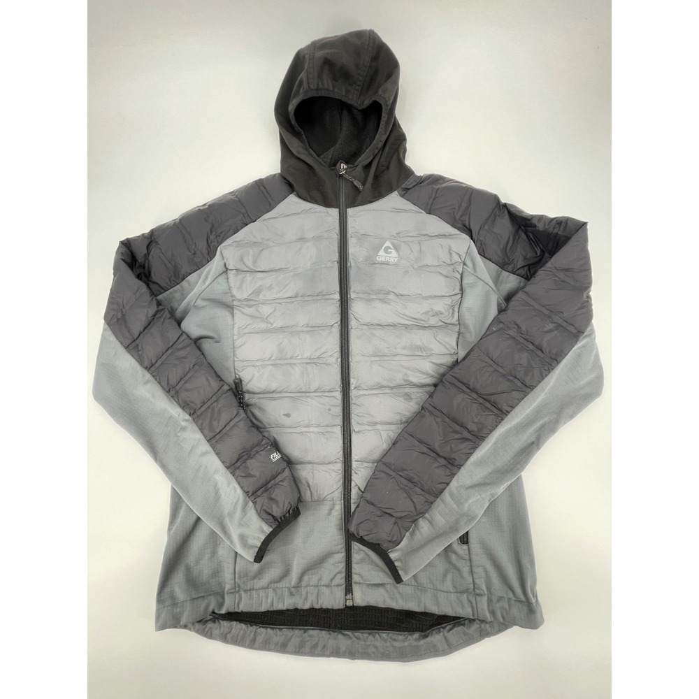 Gerry Puffer Jacket Mens Medium Gray Hybrid Down Insulated Nylon 650 Fill Power